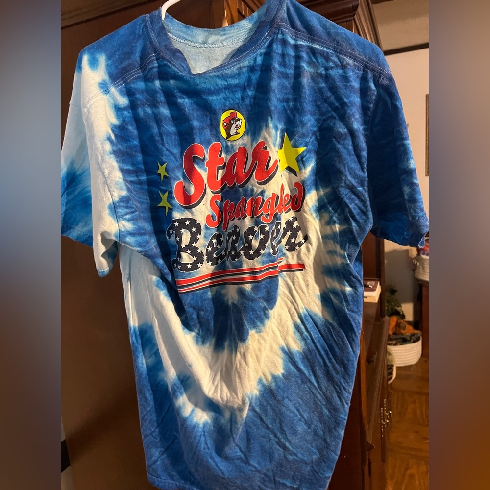 Blue Tie-Dye Women's Short Sleeve Tee - Picture 2 of 2
